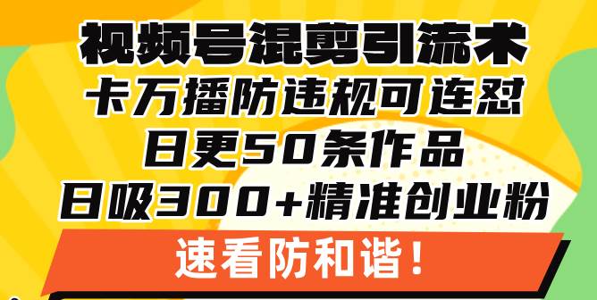 (11.22)视频号混剪引流技术，500万播放引流17000创业粉，操作简单当天学会